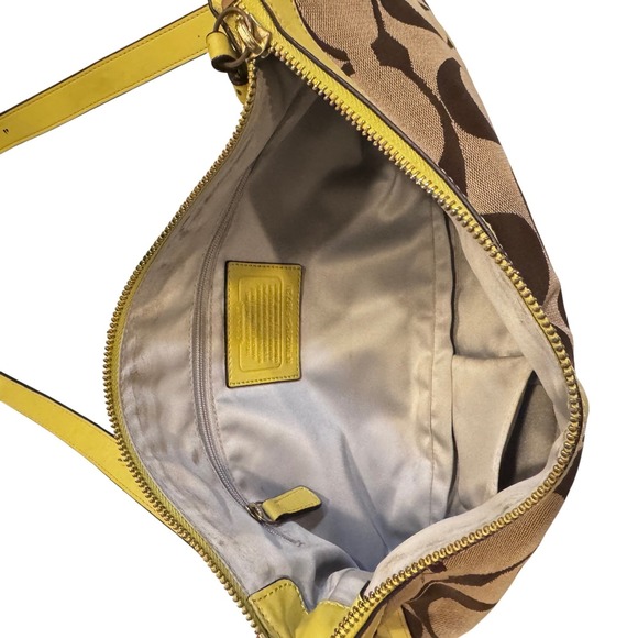 Coach Park Signature Chartreuse Leather and Canvas‎ Crossbody Y2K 11x7x3 RARE - Picture 9 of 10